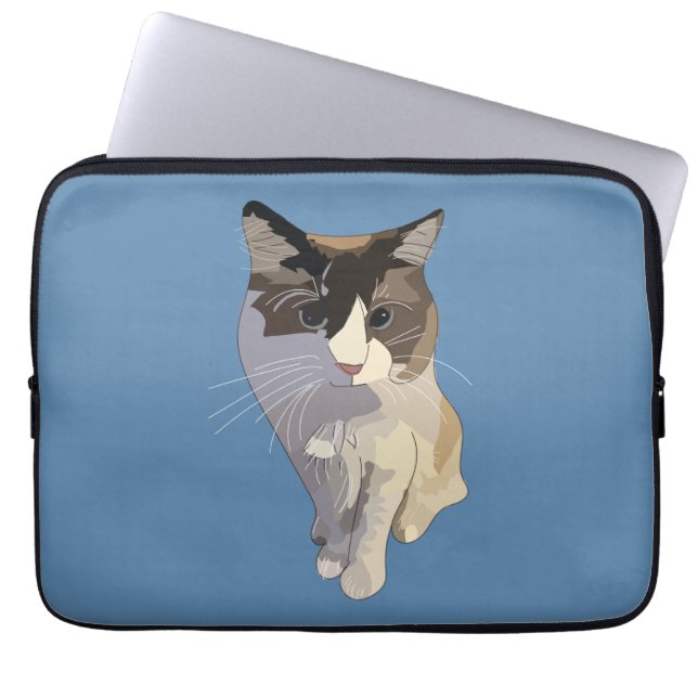 Housse Pour Ordinateur Portable Ragdoll cat, Dusty Blue (Devant)