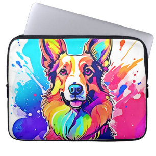 Housse Pour Ordinateur Portable Rainbow Corgi : Pop Art Puppy Joy