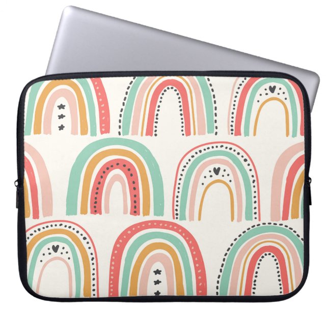 Housse Pour Ordinateur Portable Rainbows scandinave : Motif d'art naïf. (Devant)