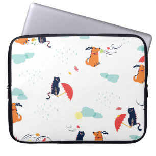 Housse Pour Ordinateur Portable Rainy Day Friends : Chien de chat Vintage