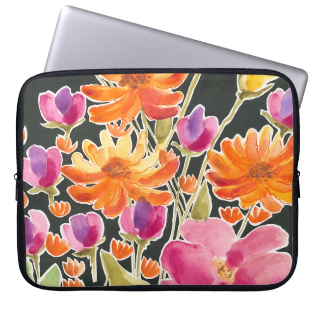 Housse Pour Ordinateur Portable Rassemblement splendide - Fleurs roses et orange (Devant)