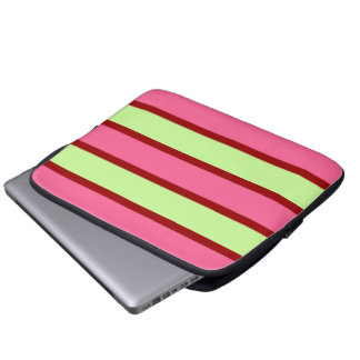 Housse pour ordinateur portable rayée rose et ment