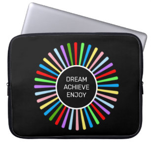 Housse Pour Ordinateur Portable Rayons multicolores modernes sur fond noir