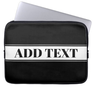 Housse Pour Ordinateur Portable Rayure personnalisée noir et blanc