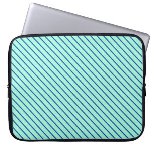 Housse Pour Ordinateur Portable Rayures diagonales en pinces - aqua et marine