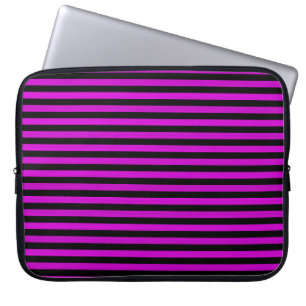 Housse Pour Ordinateur Portable Rayures noires roses en motif sans couture
