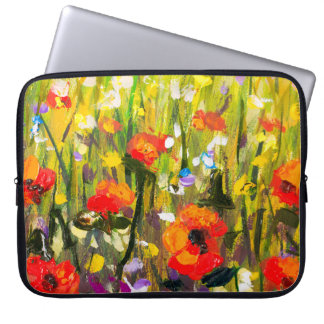 Housse Pour Ordinateur Portable Red Poppies Champ peinture Abstraite