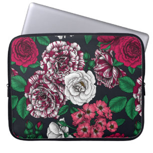 Housse Pour Ordinateur Portable Red, white and bi-color roses with green leaves