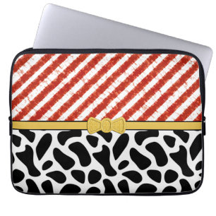 Housse Pour Ordinateur Portable Red White Stripe Black Pattern Personalize 
