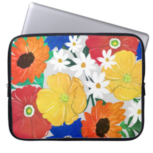 Housse Pour Ordinateur Portable Ressort coloré Floral Peinture à la main