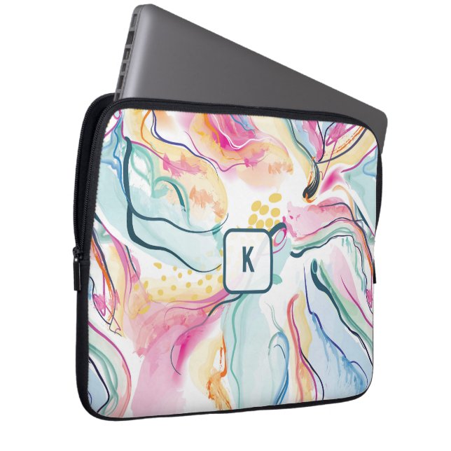Housse Pour Ordinateur Portable Ressort texture organique avec des formes ondulées (Devant droit)