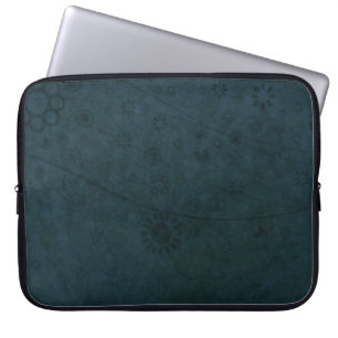 Housse Pour Ordinateur Portable Rétro abrégé sur bleu profond fleurs et papillons
