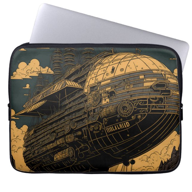 Housse Pour Ordinateur Portable Rétro Adventure Await - Airship Vintage (Devant)