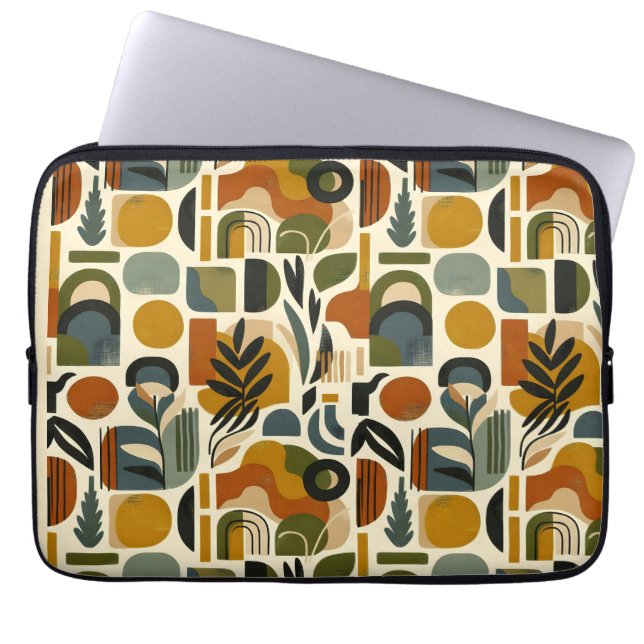 Housse Pour Ordinateur Portable Retro Botanica Geometrica (Devant)