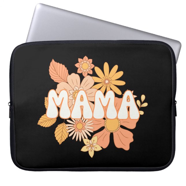 Housse Pour Ordinateur Portable Retro Floral Mama (Devant)