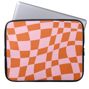 Housse Pour Ordinateur Portable Retro Super Wavy Psychedelic Checkerboard Vérifier
