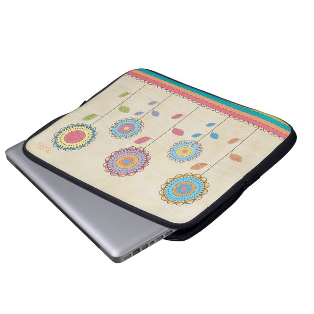 Housse Pour Ordinateur Portable Retro Vector Rainbow Flower Garden Abstrait (Devant bas)