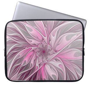 Housse Pour Ordinateur Portable Rêve de fleur rose fractale, Motif Imaginaire flor