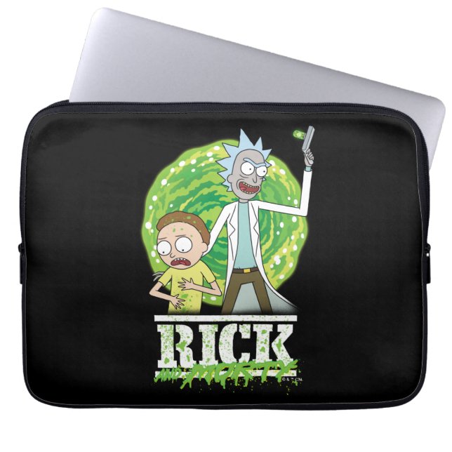 Housse Pour Ordinateur Portable RICK ET MORTY™ | Éclat vert (Devant)