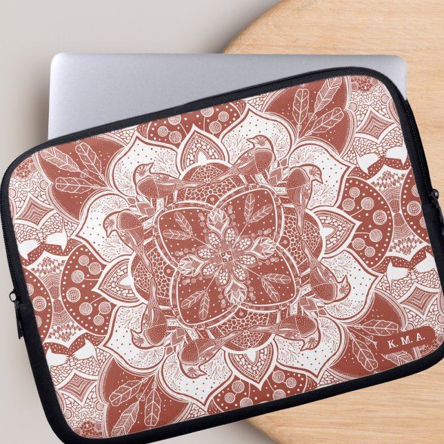 Housse Pour Ordinateur Portable Robins Mandala Boho Birds (Créateur téléchargé)