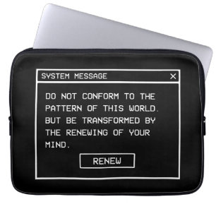 Housse Pour Ordinateur Portable Romains 12:2 Fenêtre d'alerte informatique noir et