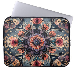 Housse Pour Ordinateur Portable Romance foncée Bourgogne Art Déco Floral Été