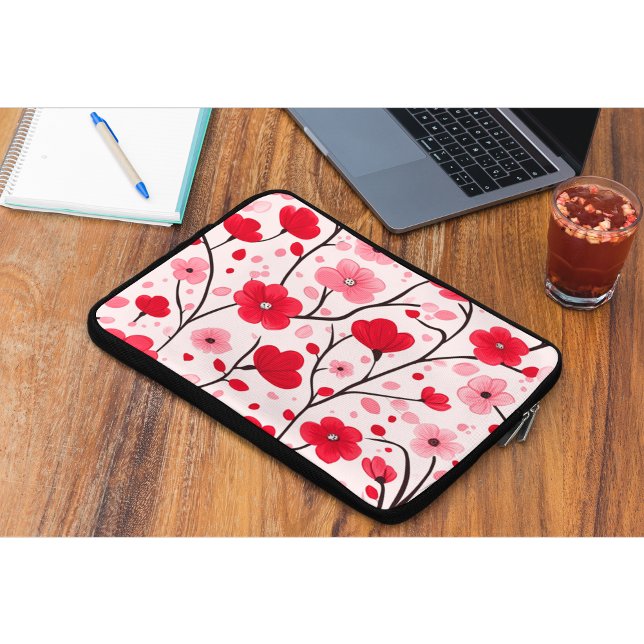 Housse Pour Ordinateur Portable Romantique Rouge floral (Créateur téléchargé)
