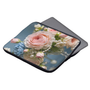 Housse Pour Ordinateur Portable Rose délicate avec perle dans le vase