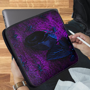 Housse Pour Ordinateur Portable Rose éffrayant en matière noire, araignées noires