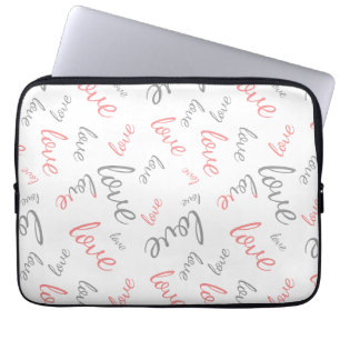 Housse Pour Ordinateur Portable Rose et Gris Romantiques Amour Écriture Cursive