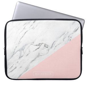 Housse Pour Ordinateur Portable Rose et marbre