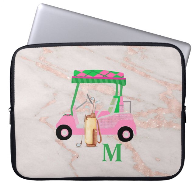 Housse Pour Ordinateur Portable Rose Gold Marble Chic Golf Gal (Devant)