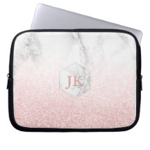 Rose Gold Monogram+Bokeh Neige+Marbre