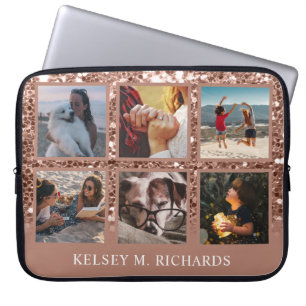 Housse Pour Ordinateur Portable Rose Gold Parties scintillant 6 Photo Collage avec