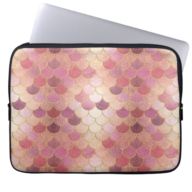 Housse Pour Ordinateur Portable Rose Gold Shimmer Mermaid Échelle Motif (Devant)