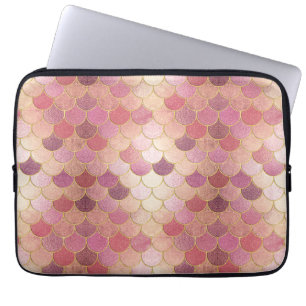 Housse Pour Ordinateur Portable Rose Gold Shimmer Mermaid Scale Pattern