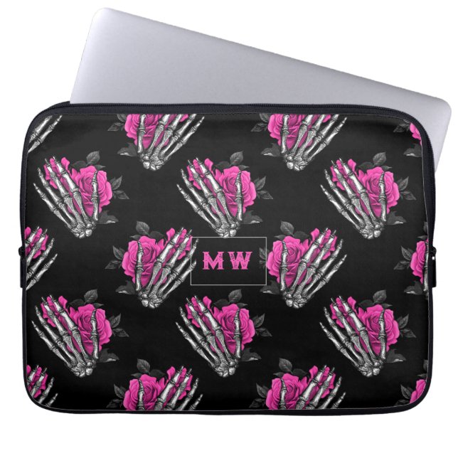 Housse Pour Ordinateur Portable Roses roses roses roses gothiques vintages Squelet (Devant)