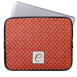 Housse Pour Ordinateur Portable Rotin rouge tissé sur orange personnalisé avec mon