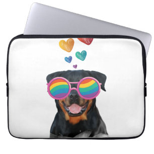 Housse Pour Ordinateur Portable Rottweiler Chien avec Coeurs Saint-Valentin