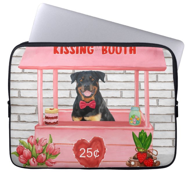 Housse Pour Ordinateur Portable Rottweiler Chien Valentine's Day Kissing Booth (Devant)