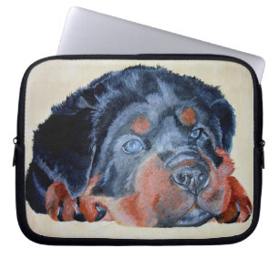 Housse Pour Ordinateur Portable Rottweiler Chiot Artistique Portrait pour Animaux