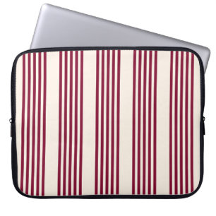 Housse Pour Ordinateur Portable Rouge bordeaux et beige cinq rayures motif