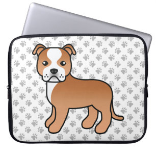 Housse Pour Ordinateur Portable Rouge Et Blanc Staffie Cute Cartoon Chien & Pâtes