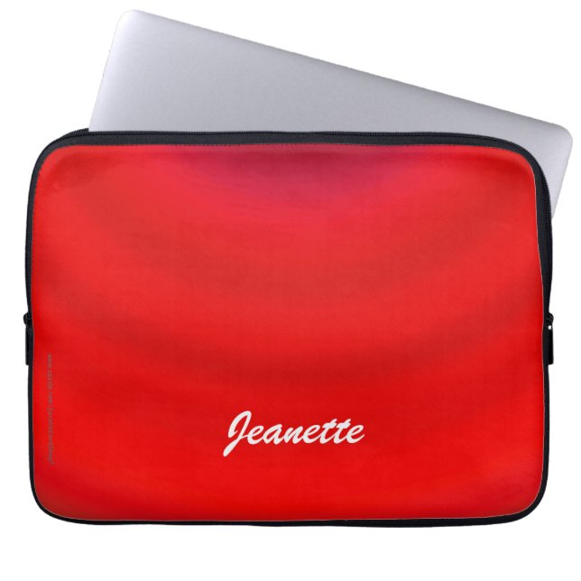 Housse Pour Ordinateur Portable Rouge lumineux, nom, ordinateur minimal (Devant)