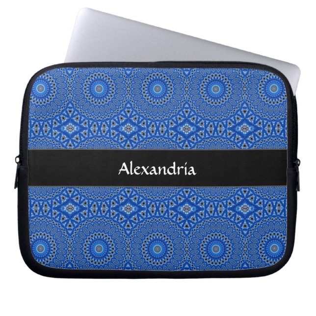 Housse Pour Ordinateur Portable Royal Blue Monogrammed Tropical Motif (Devant)