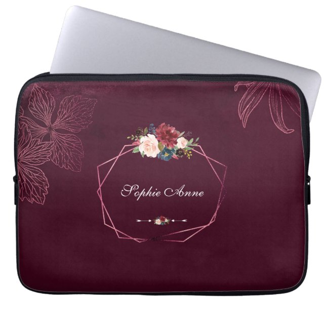 Housse Pour Ordinateur Portable Royal Bourgogne Floral géométrique (Devant)