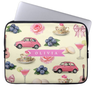 Housse Pour Ordinateur Portable Ruban de cocktail rose coquette personnalisé migno