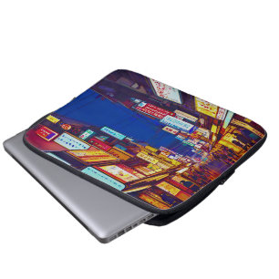 Housse Pour Ordinateur Portable Rue de ville japonaise la nuit