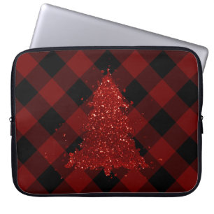 Housse Pour Ordinateur Portable Rustic Red Christmas Tree Modern Buffalo Plaid