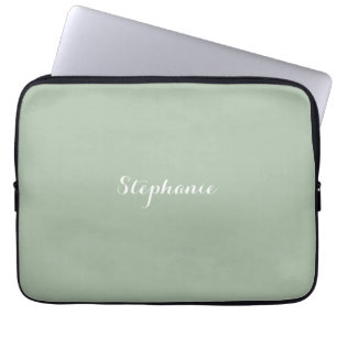 Housse Pour Ordinateur Portable Sage Green Nom Moderne Élégant Monogramme Boho